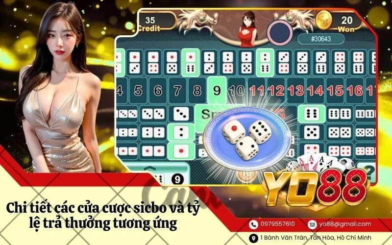 Chi tiết các cửa cược sicbo và tỷ lệ trả thưởng tương ứng